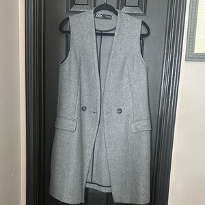 Zara Women's Charcoal Double-Breasted Vest